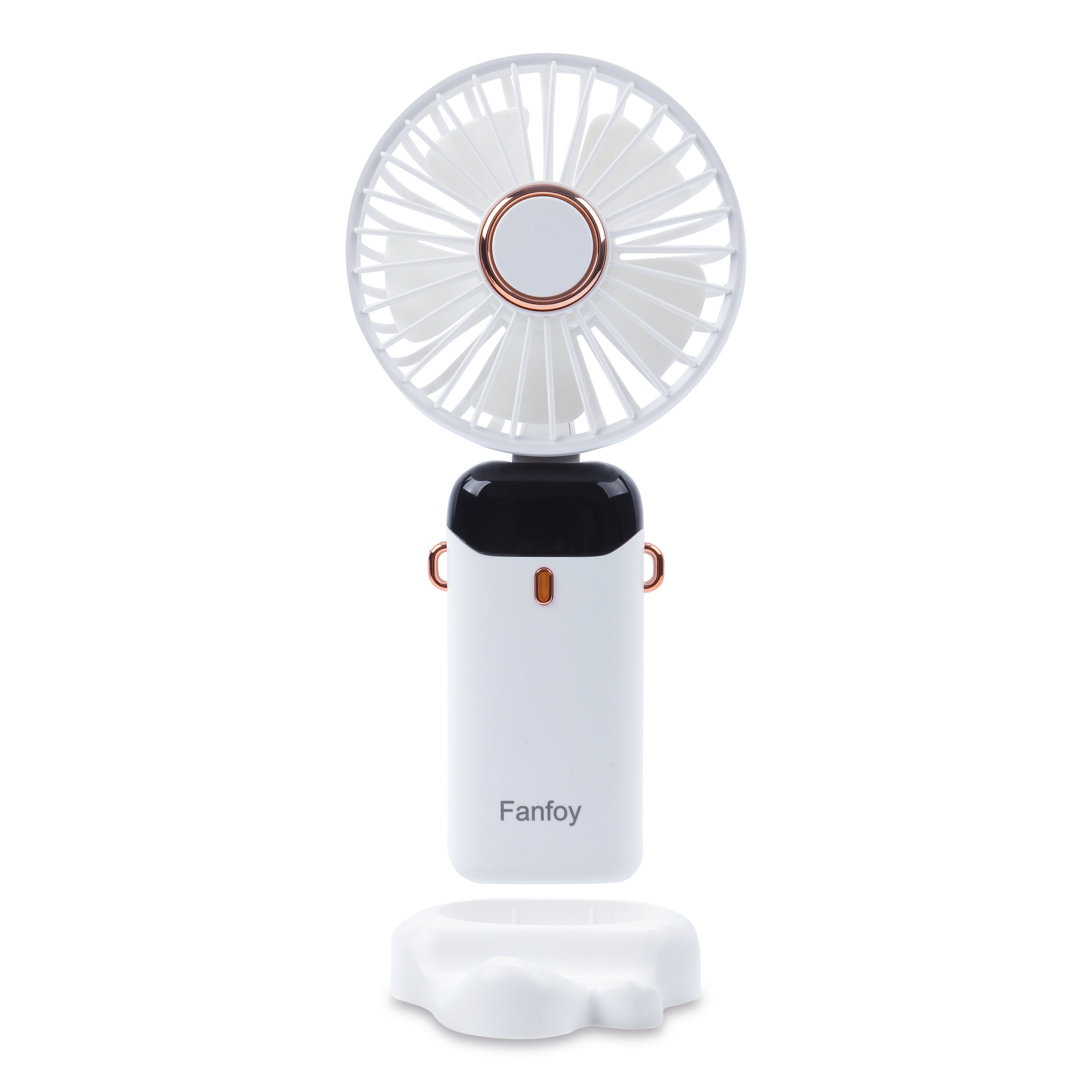 Fanfoy USB Rechargeable Desk Fan with 5 Speeds, Quite Desk/Handheld/Neck 3in1 Fan with Base, 90° Ajustable Portable 7 Inch Cooling Table Fan for Home Office Travel Desktop