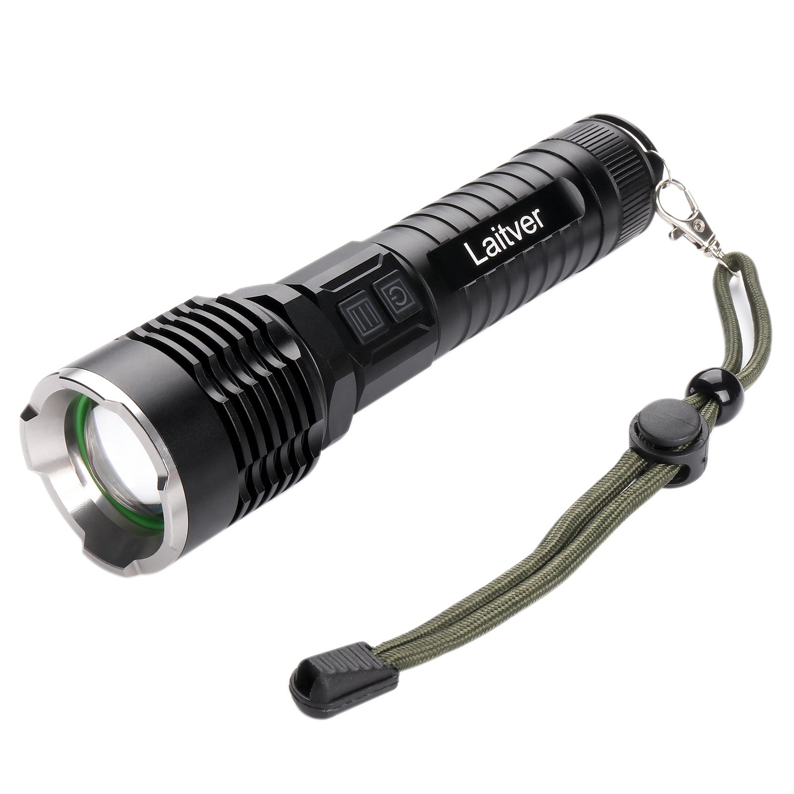 Laitver LED Flashlights with 5 Modes, Portable Camping Flashlight with Zoomable Beam, Rechargeable Long Lasting Tactical Flash Light for Outdoor, Home Use and Emergency