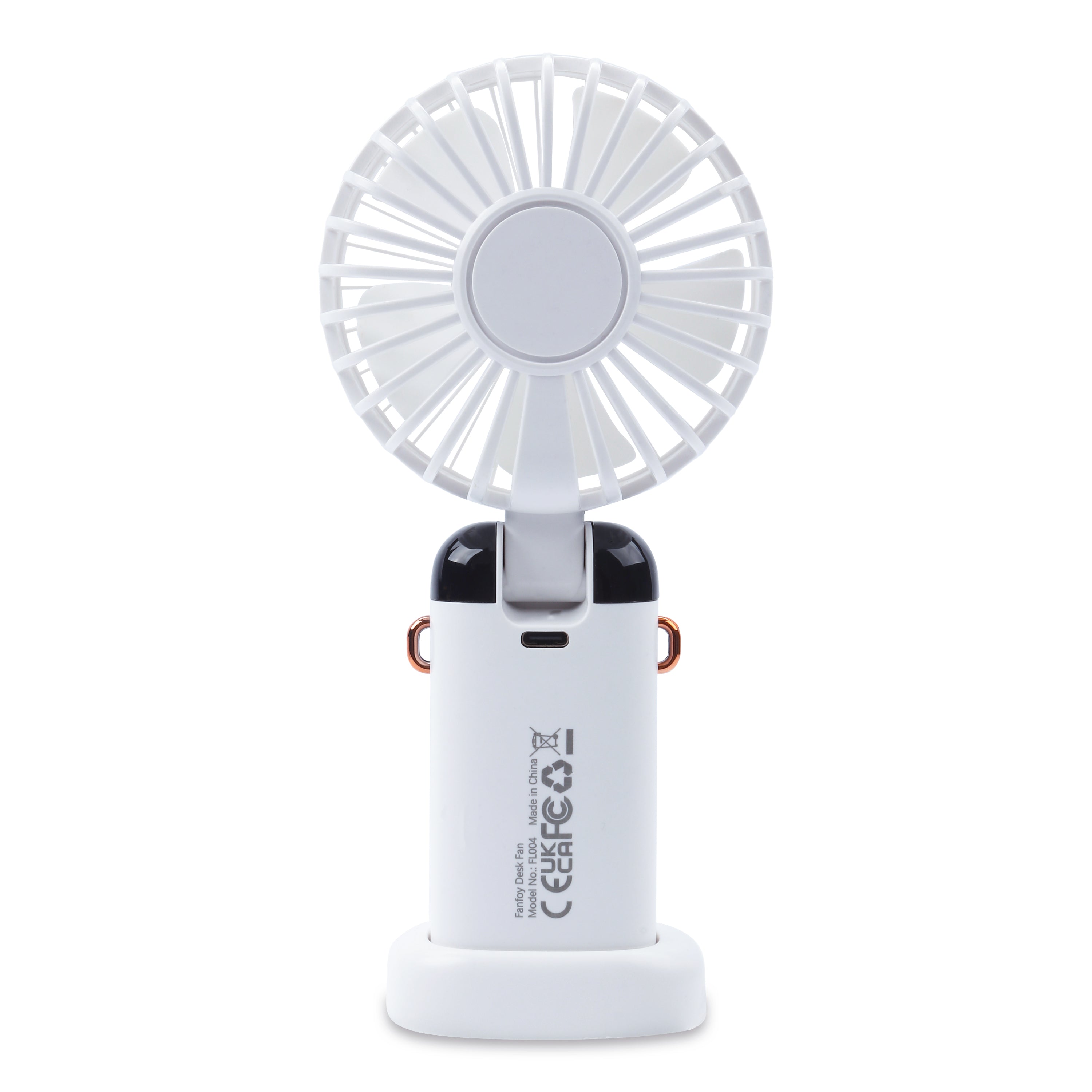 Fanfoy USB Rechargeable Desk Fan with 5 Speeds, Quite Desk/Handheld/Neck 3in1 Fan with Base, 90° Ajustable Portable 7 Inch Cooling Table Fan for Home Office Travel Desktop